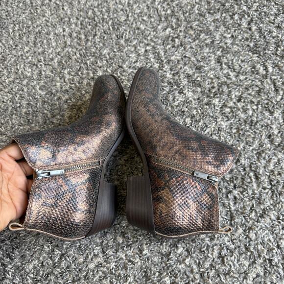 Lucky Brand Basel Ankle Boots Size 8 M Metallic Brown Snake Leather Zip New READ - Picture 8 of 11